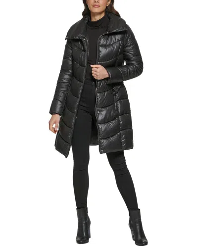 Kenneth Cole Puffer Coat In Black