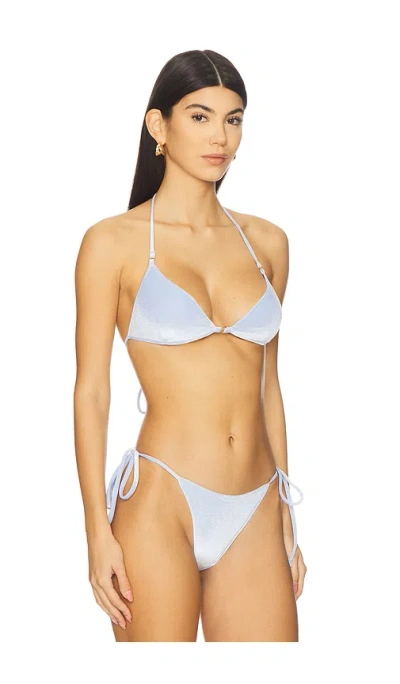 Frankies Bikinis Amore Triangle Bikini Top In Blue