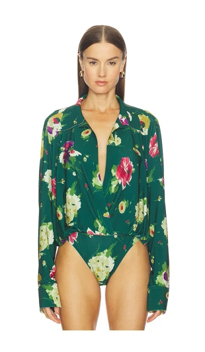 Norma Kamali Super Oversized Boyfriend Shirt Bodysuit