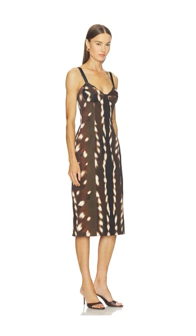 Vaillant Drill Bustier Midi Dress In Brown