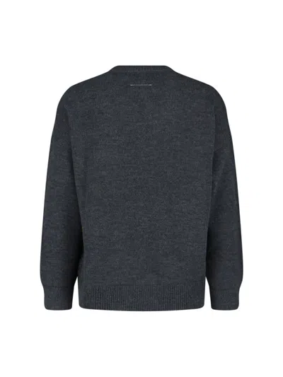 Mm6 Maison Margiela Knit Sweater Crew Neck Long Sleeves In Gray