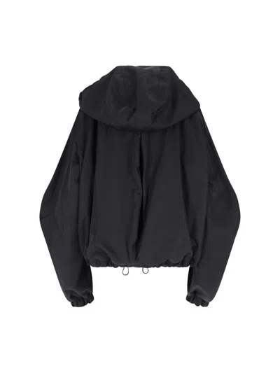 Attico Oversized Black Hooded Bomber Jacket