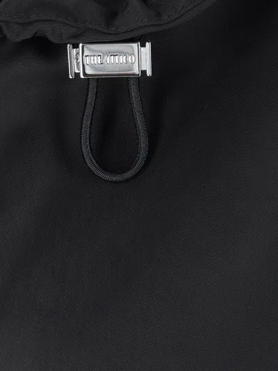 Attico Oversized Black Hooded Bomber Jacket