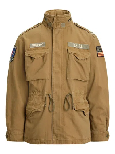 Polo Ralph Lauren Military Style Jacket Drawstring Waist In Nude
