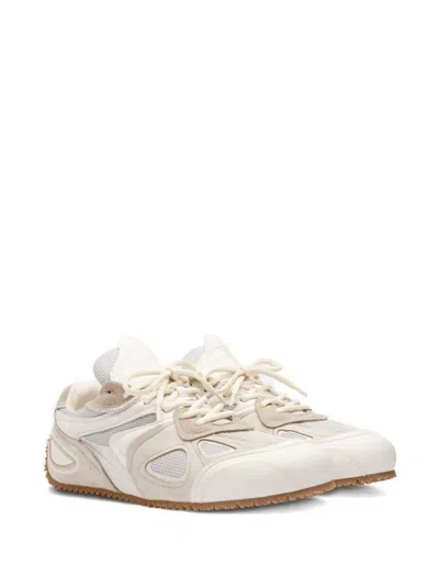 Axel Arigato Slow Runner White And Beige Sneaker With Mesh Inserts And Grooved Sole In Leather And Fabric Man In Neutral