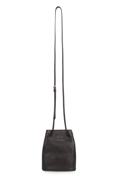 Miu Miu Pouch In Leather In Brown