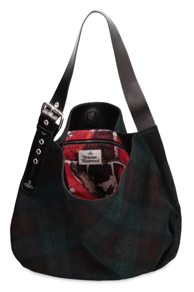Vivienne Westwood Maxime Large Shoulder Bag Harris Tweed Check Dark-check In Multi