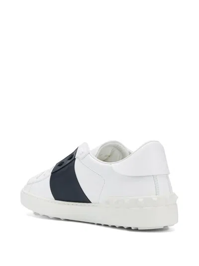 Valentino Garavani Open Leather Sneakers With Contrast Band And Stud Details Shoes In White