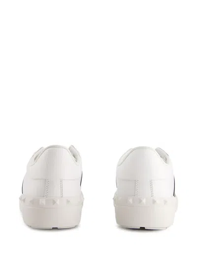 Valentino Garavani Open Leather Sneakers With Contrast Band And Stud Details Shoes In White