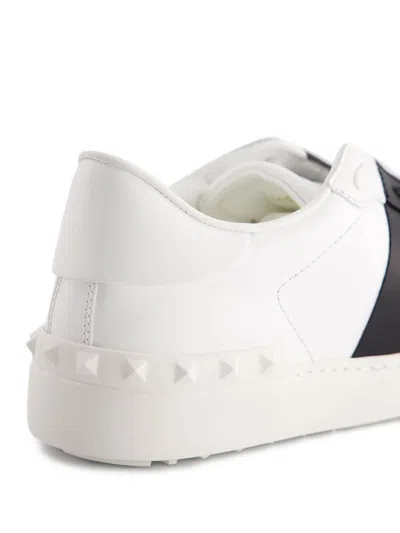 Valentino Garavani Open Leather Sneakers With Contrast Band And Stud Details Shoes In White