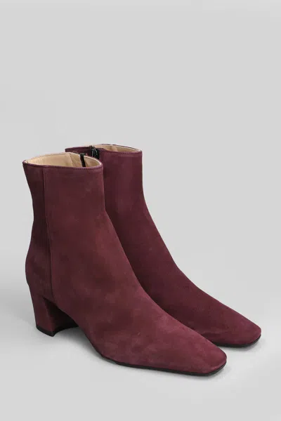 Fabio Rusconi High Heels Ankle Boots In Bordeaux Suede In Burgundy
