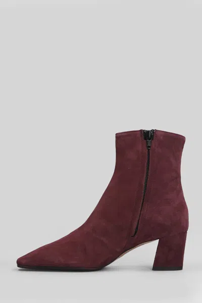 Fabio Rusconi High Heels Ankle Boots In Bordeaux Suede In Burgundy