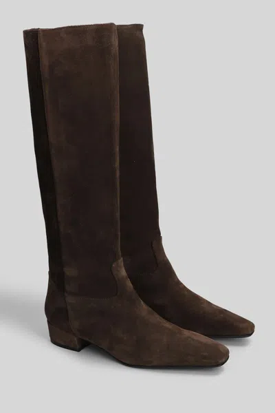 Fabio Rusconi Low Heels Boots In Taupe Suede In Brown