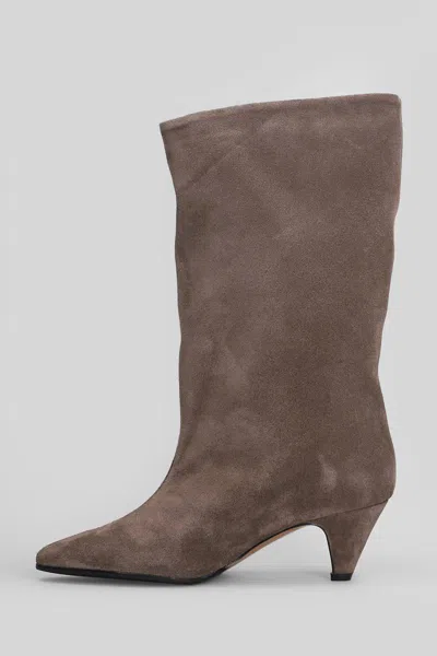 Fabio Rusconi High Heels Ankle Boots In Taupe Suede In Brown
