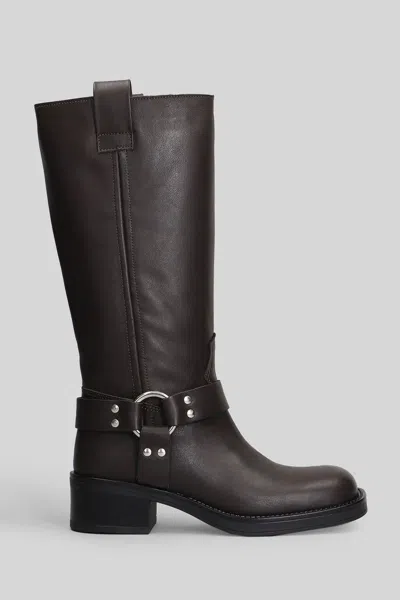 Gisel Moire Blackpool Low Heels Boots In Brown