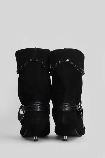 Gisel Moire Ariel Low Heels Ankle Boots In Black