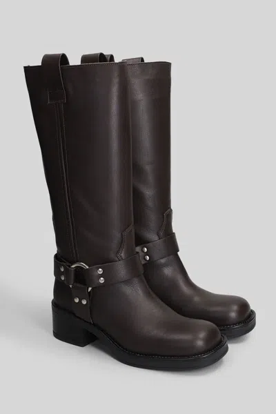 Gisel Moire Blackpool Low Heels Boots In Brown