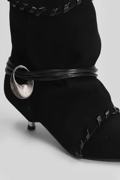 Gisel Moire Ariel Low Heels Ankle Boots In Black