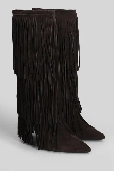 Gisel Moire George High Heels Boots In Brown