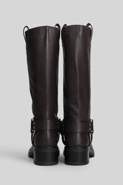 Gisel Moire Blackpool Low Heels Boots In Brown