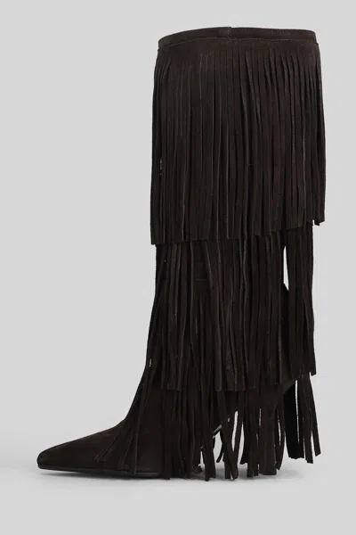 Gisel Moire George High Heels Boots In Brown