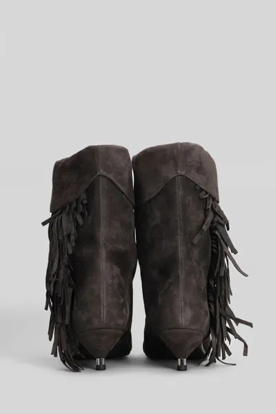 Gisel Moire Ariana Low Heels Ankle Boots In Brown