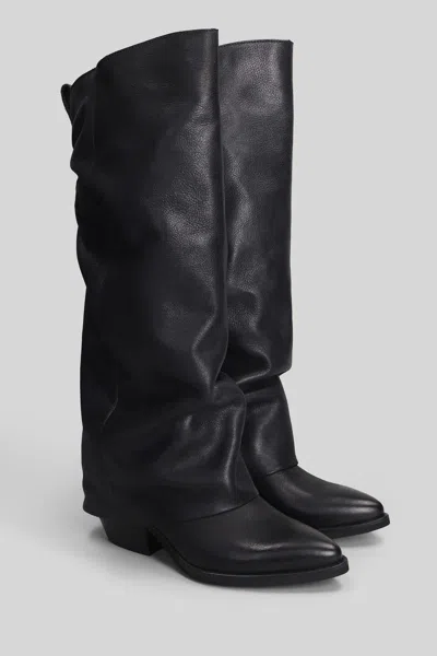 Gisel Moire Hunter Texan Boots In Black