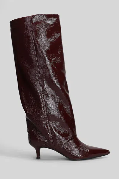 Gisel Moire Matilda High Heels Boots In Brown