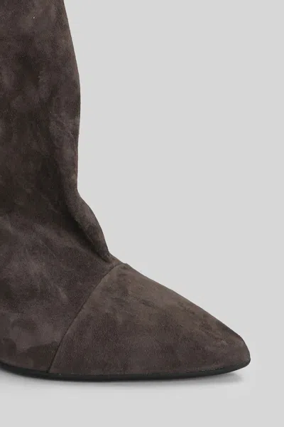 Gisel Moire Ariana Low Heels Ankle Boots In Brown