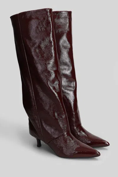 Gisel Moire Matilda High Heels Boots In Brown