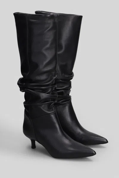 Gisel Moire Morgan High Heels Boots In Black