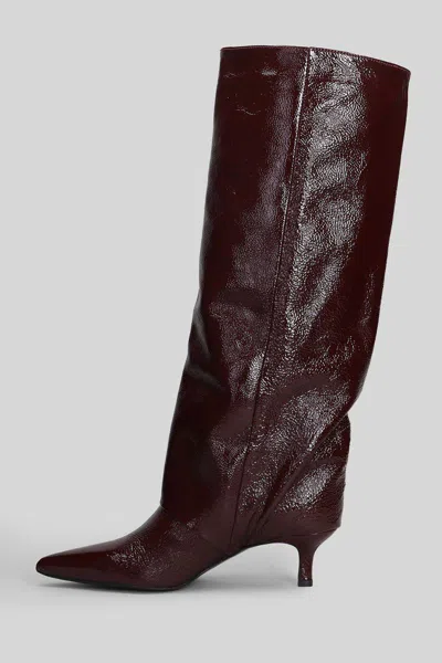 Gisel Moire Matilda High Heels Boots In Brown