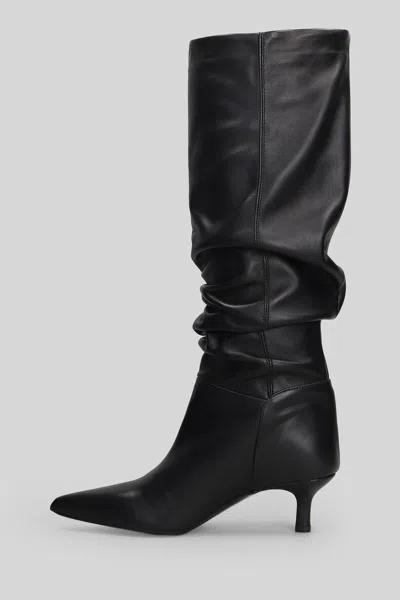 Gisel Moire Morgan High Heels Boots In Black