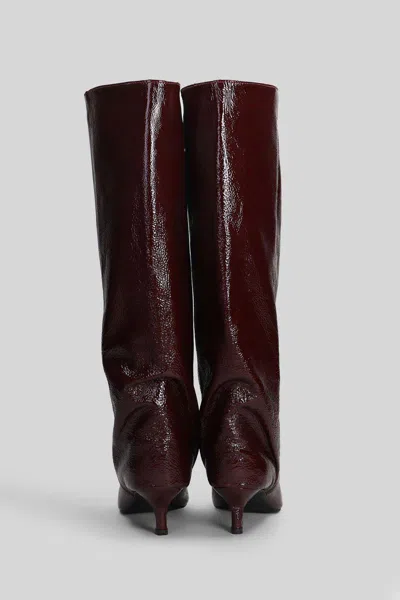 Gisel Moire Matilda High Heels Boots In Brown