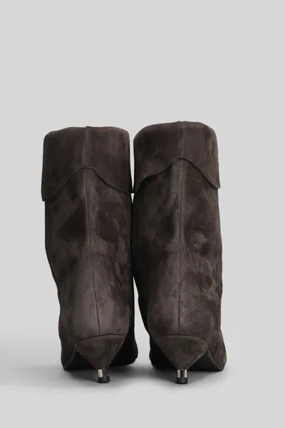 Gisel Moire Miriam Low Heels Ankle Boots In Brown