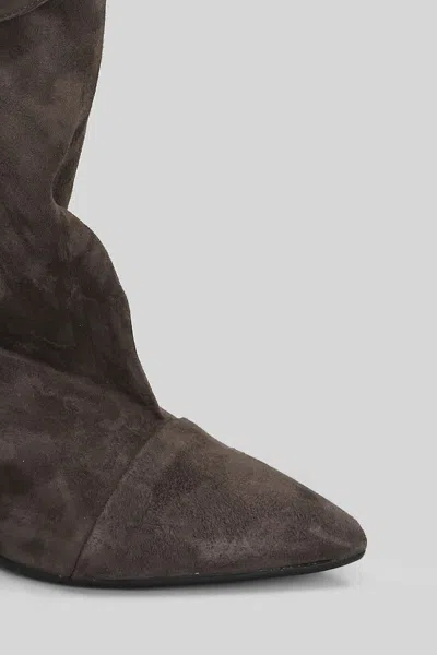 Gisel Moire Miriam Low Heels Ankle Boots In Brown