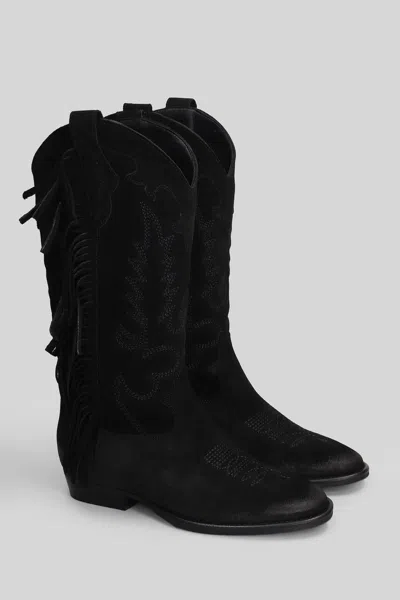 Gisel Moire Oklahoma Texan Boots In Black