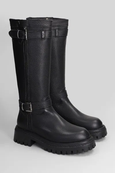 Gisel Moire Varsavia Low Heels Boots In Black