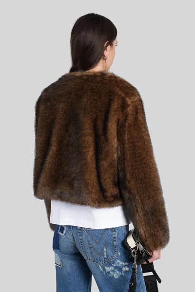 Marc Jacobs Patch-pocket Faux-fur Jacket In Brown