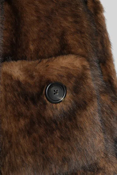 Marc Jacobs Patch-pocket Faux-fur Jacket In Brown