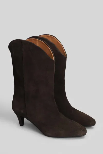 Gisel Moire Enea High Heels Ankle Boots In Brown