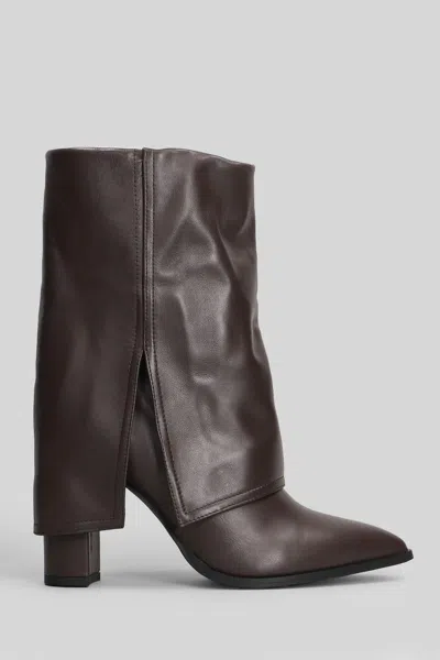 Gisel Moire Ducie High Heels Ankle Boots In Brown
