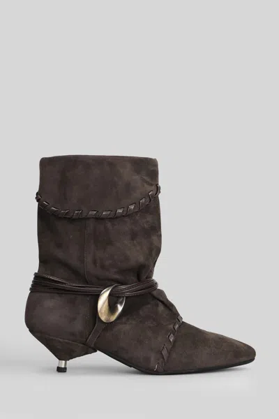 Gisel Moire Ariel High Heels Boots In Brown