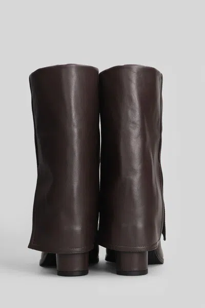 Gisel Moire Ducie High Heels Ankle Boots In Brown