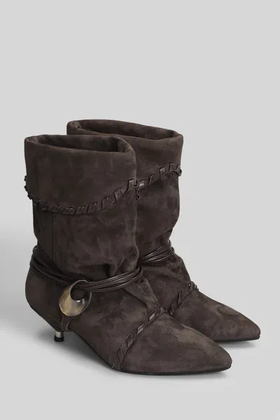 Gisel Moire Ariel High Heels Boots In Brown