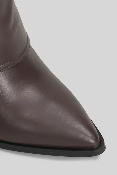 Gisel Moire 90mm Teddy Pointed-toe Block-heel Boots In Brown