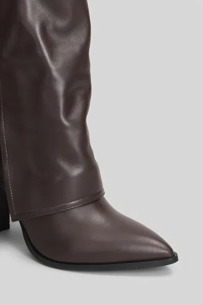 Gisel Moire Ducie High Heels Ankle Boots In Brown