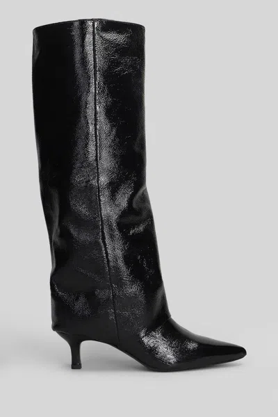 Gisel Moire Matilda High Heels Boots In Black