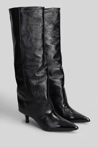 Gisel Moire Matilda High Heels Boots In Black