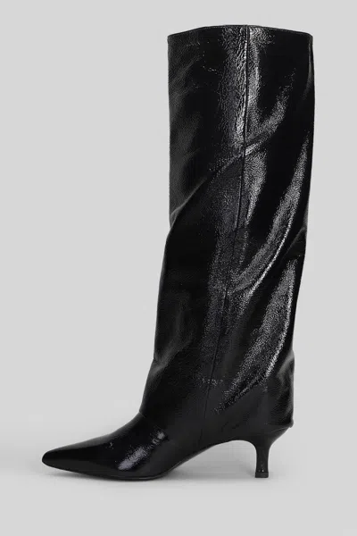 Gisel Moire Matilda High Heels Boots In Black